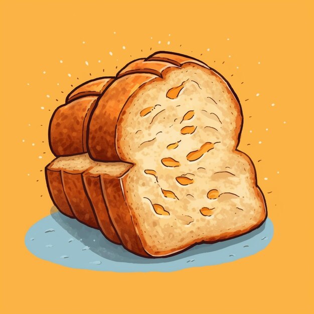 there is a drawing of a loaf of bread with a slice missing generative ai