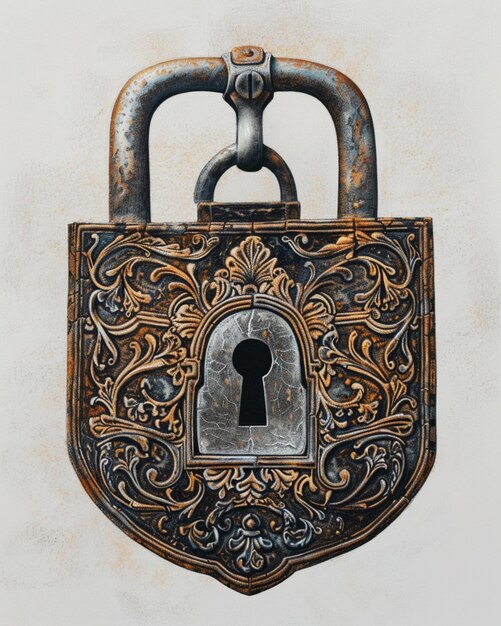 Photo there is a drawing of a lock with a keyhole on it generative ai