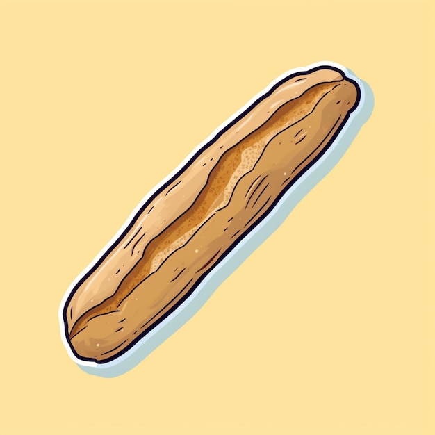 Photo there is a drawing of a long loaf of bread on a yellow background generative ai