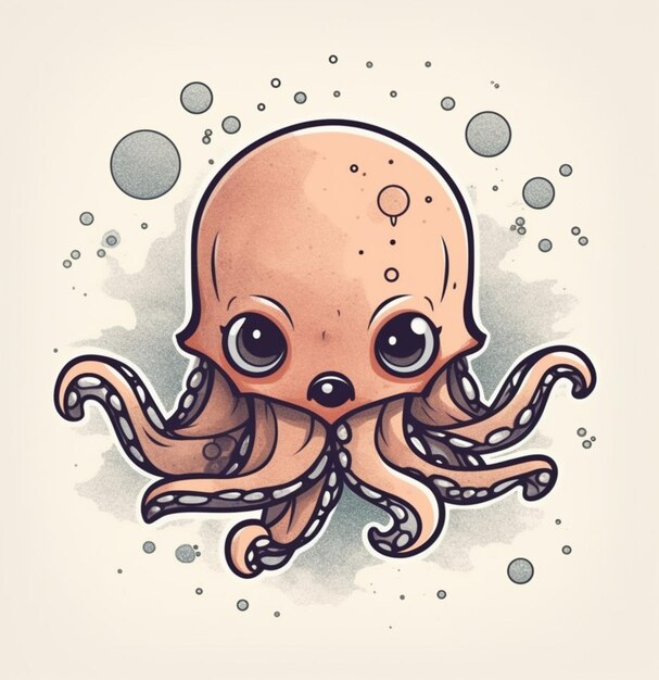 Photo there is a drawing of a octopus with a big eyes generative ai