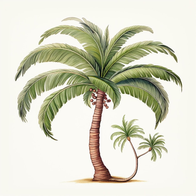 Foto c'è un disegno di una palma con frutti su di essa generativo ai