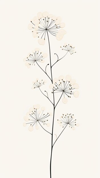 there is a drawing of a plant with white flowers on it generative ai