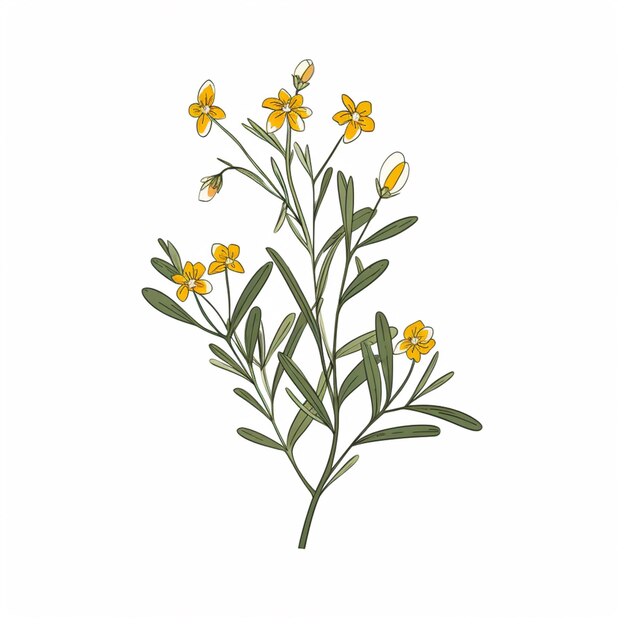 there is a drawing of a plant with yellow flowers on it generative ai