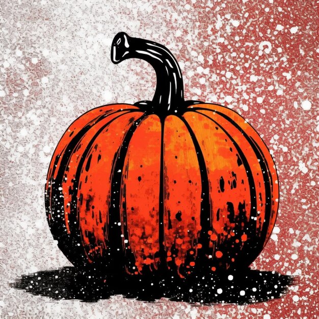 Foto c'è un disegno di una zucca su uno sfondo rosso generativo ai