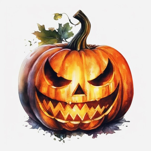 there is a drawing of a pumpkin with a scary face generative ai