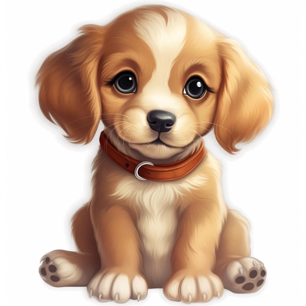 there is a drawing of a puppy sitting down with a collar on generative ai