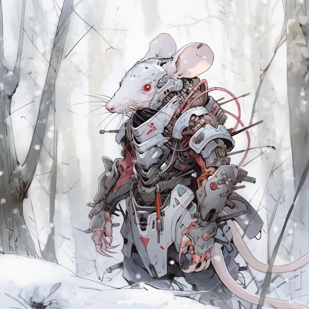 There is a drawing of a rat with a machine on its back generative ai