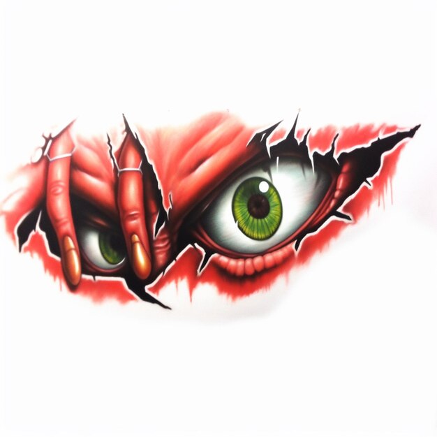 there is a drawing of a red eye with a hole in it generative ai