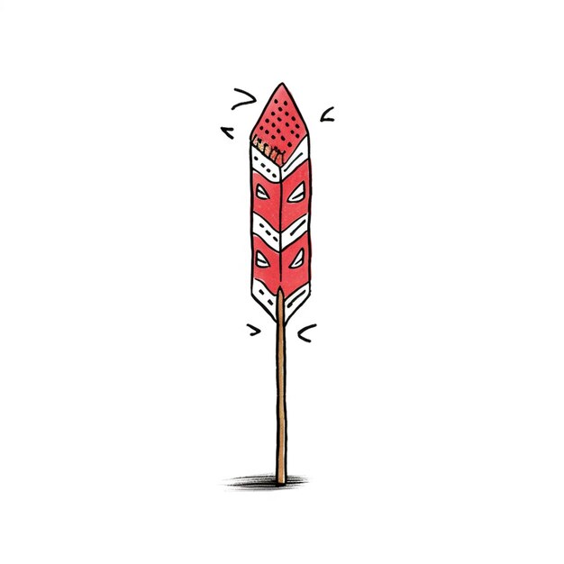 there is a drawing of a red feather on a stick generative ai