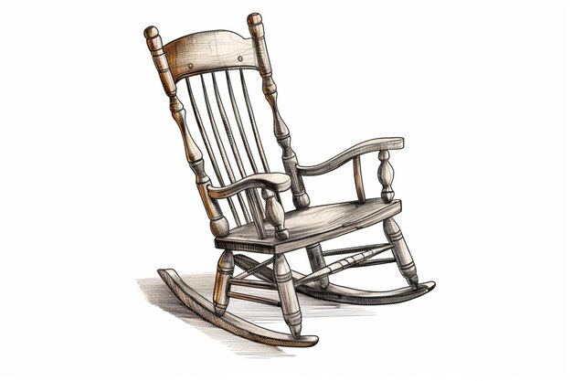 there is a drawing of a rocking chair on a white background generative ai