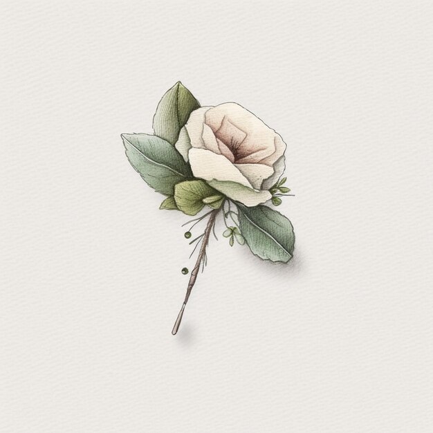 Foto c'è un disegno di una rosa su uno sfondo bianco generativo ai