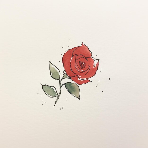 Foto c'è il disegno di una rosa su un foglio di carta bianca ai generativa