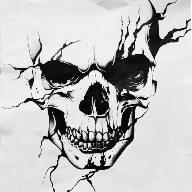 there is a drawing of a skull with a broken face generative ai