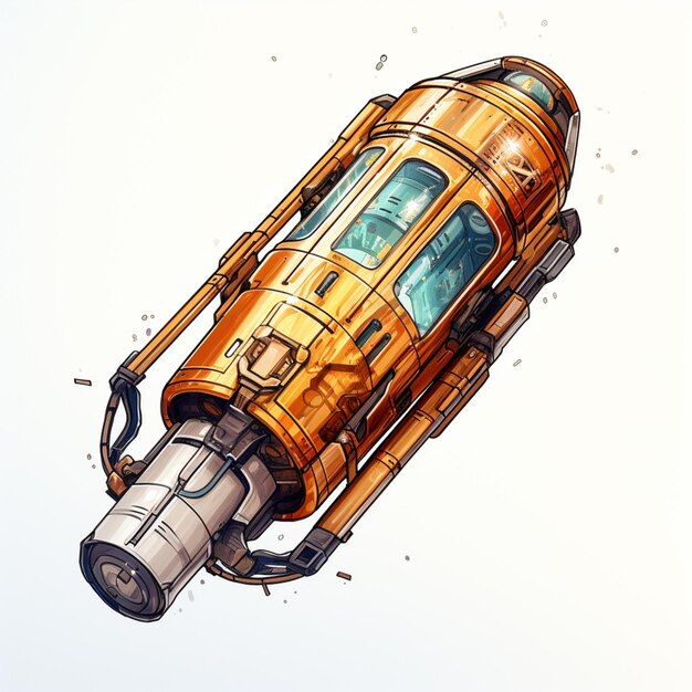 there is a drawing of a space ship with a large engine generative ai