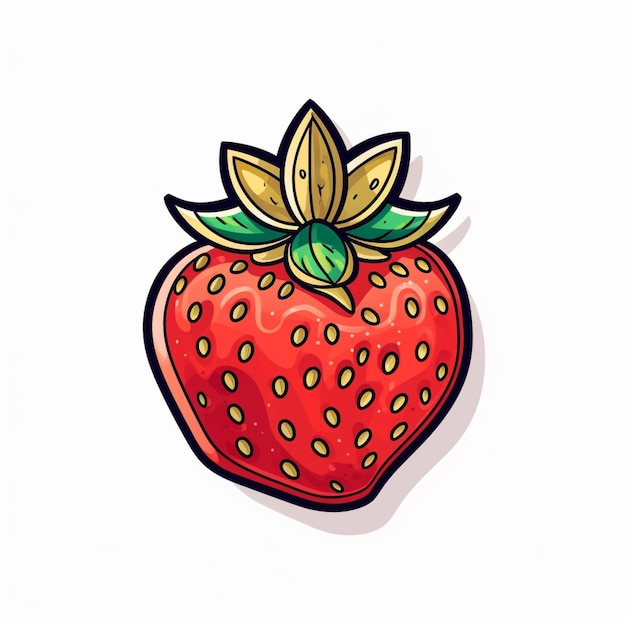 There is a drawing of a strawberry with a leaf on top generative ai