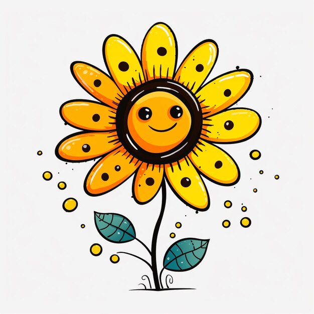 Photo there is a drawing of a sunflower with a smiling face generative ai