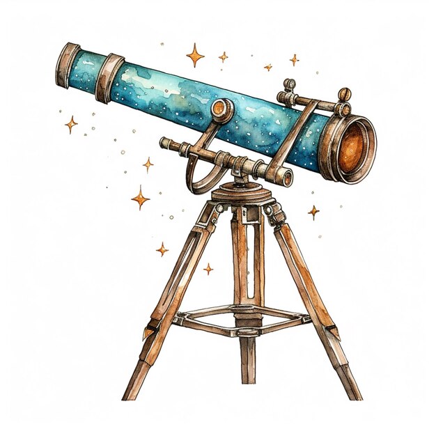 Foto c'è un disegno di un telescopio su un treppiede generativo ai