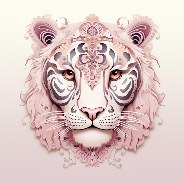 Foto c'è un disegno di una tigre con uno sfondo rosa generativo ai