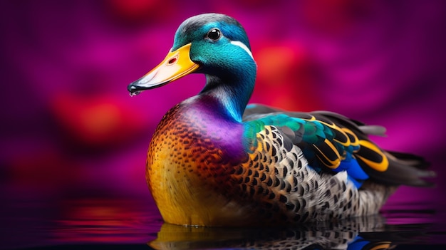 there is a duck that is sitting in the water generative ai