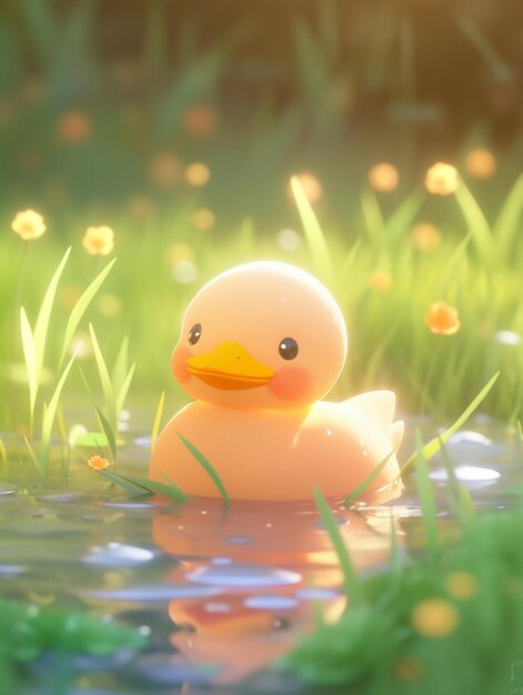 Photo there is a duck that is sitting in the water generative ai