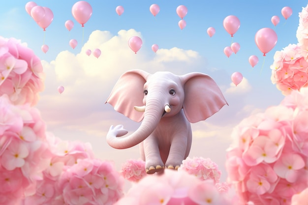 there is a elephant that is standing in the middle of a field of flowers generative ai