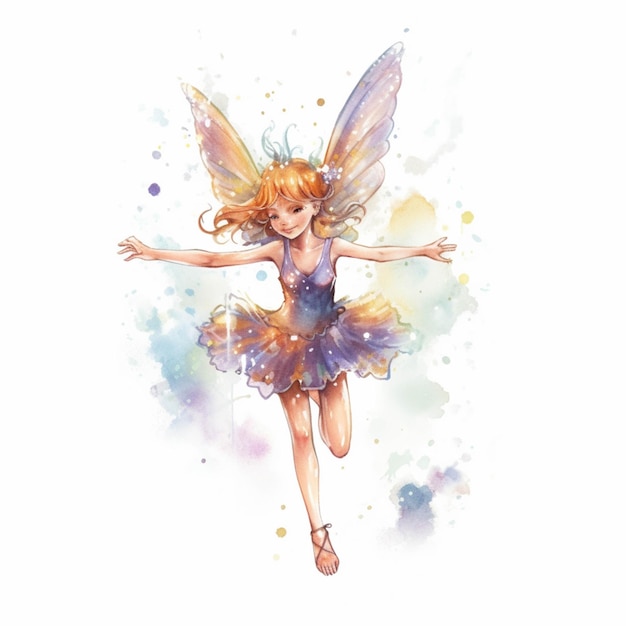 There is a fairy flying in the air with her arms outstretched generative ai