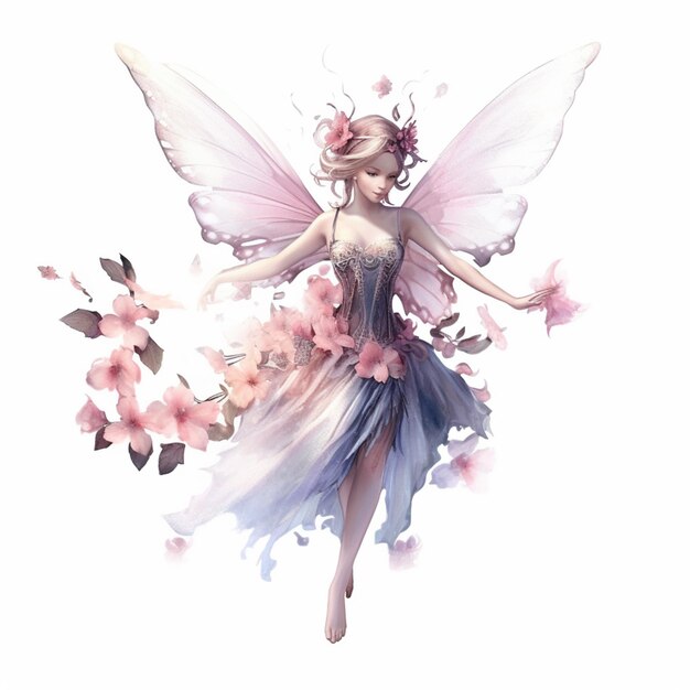 there is a fairy with a flower in her hand generative ai