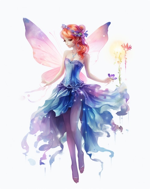 there is a fairy with a flower in her hand generative ai