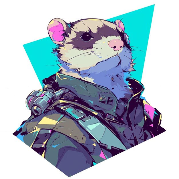 Photo there is a ferret that is wearing a helmet and a jacket generative ai