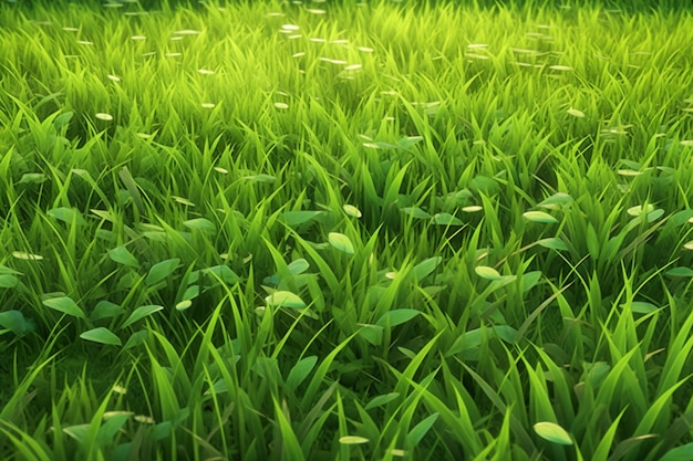 There is a field of grass with a bunch of small flowers generative ai