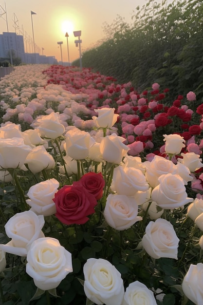 посреди поля генеративного ИИ есть поле белых и красных роз