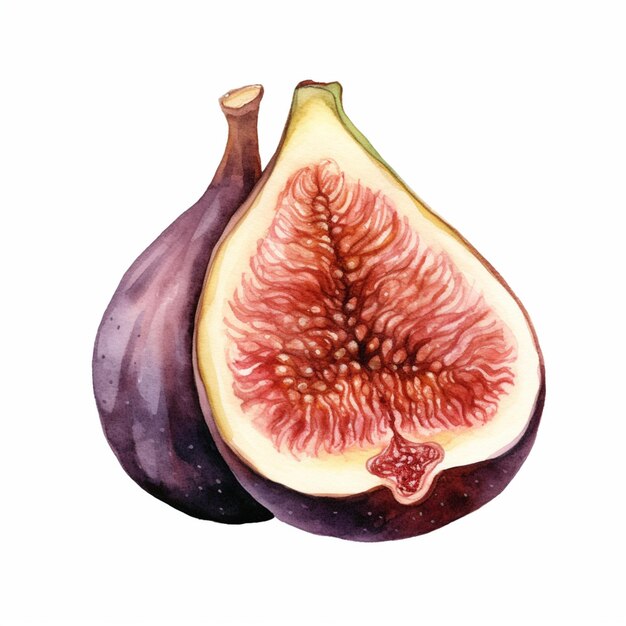 there is a fig that is cut in half and sitting on a table generative ai