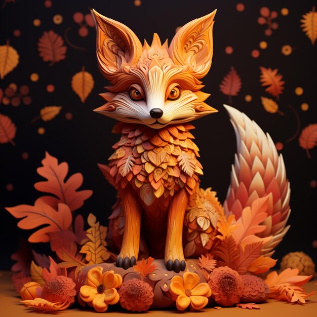 Photo there is a figurine of a fox sitting on a table generative ai