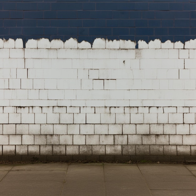 Photo there is a fire hydrant in front of a white brick wall generative ai