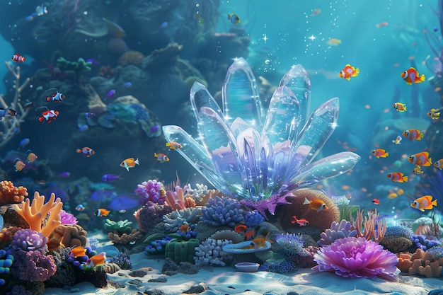 there is a fish tank with a lot of different types of fish generative ai