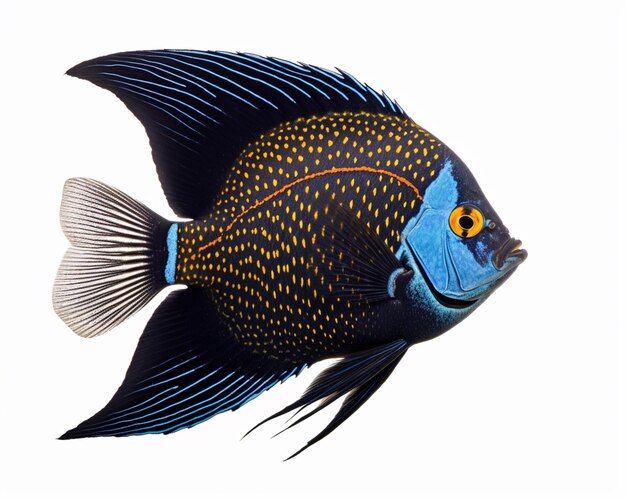 there is a fish that is painted with a blue and yellow stripe generative ai