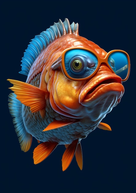 Premium Photo  There is a fish with glasses on its head and a pair of sunglasses  on its face generative ai