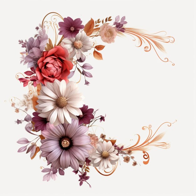 there is a floral design on the letter c generative ai