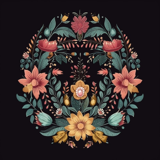 Photo there is a floral design in the middle of a circle generative ai