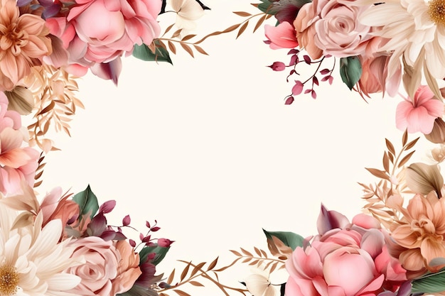 There is a floral frame with pink and white flowers on it generative ai