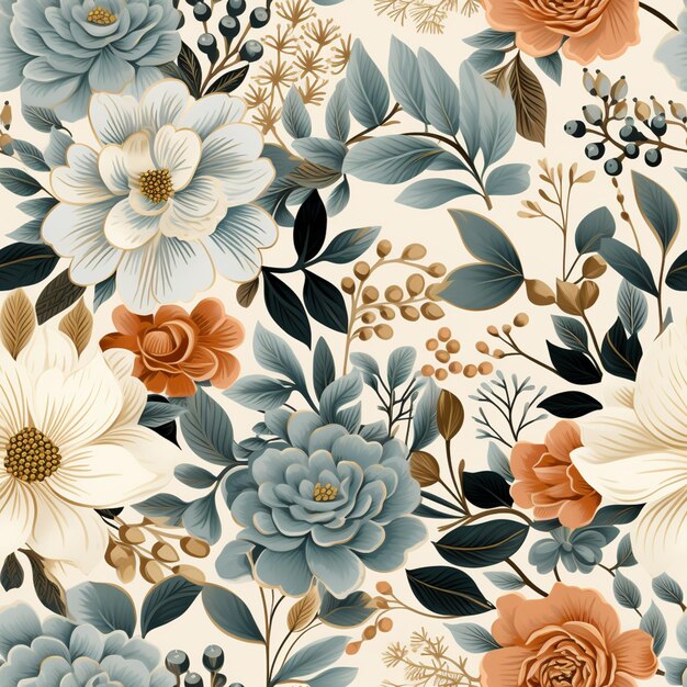 there is a floral pattern with many different colors and sizes generative ai