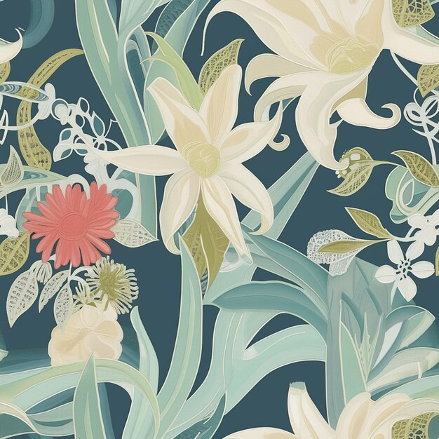 there is a floral pattern with many different flowers on it generative ai