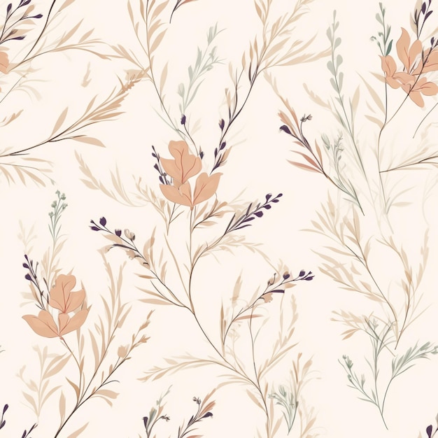 There is a floral pattern with orange flowers on a white background generative ai