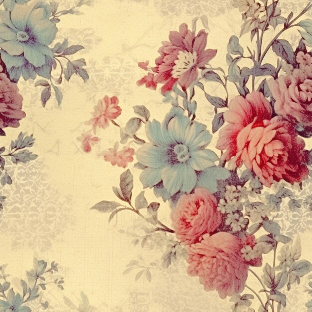 There is a floral wallpaper with a bunch of flowers on it generative ai