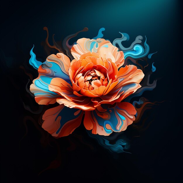 There is a flower that is on a black background generative ai