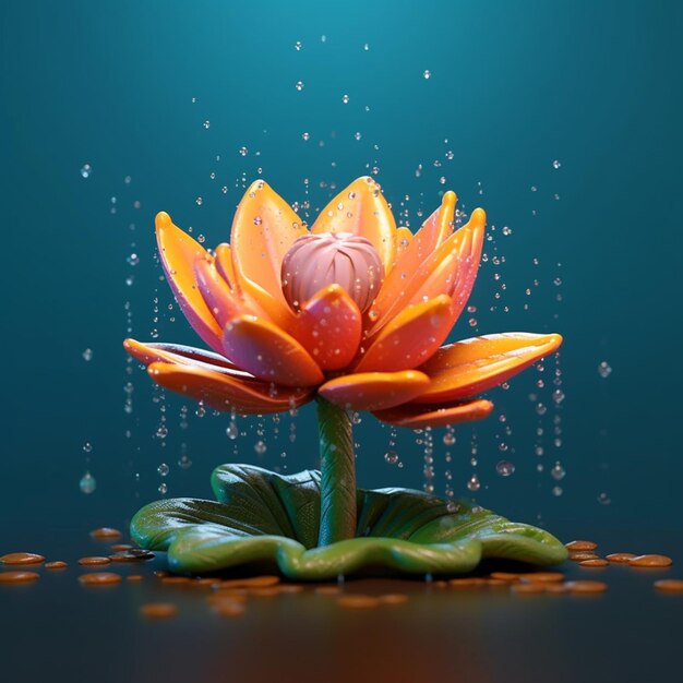 There is a flower that is sitting on a table with coins generative ai