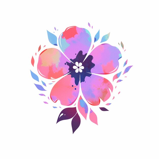 There is a flower with leaves and a flower in the middle generative ai