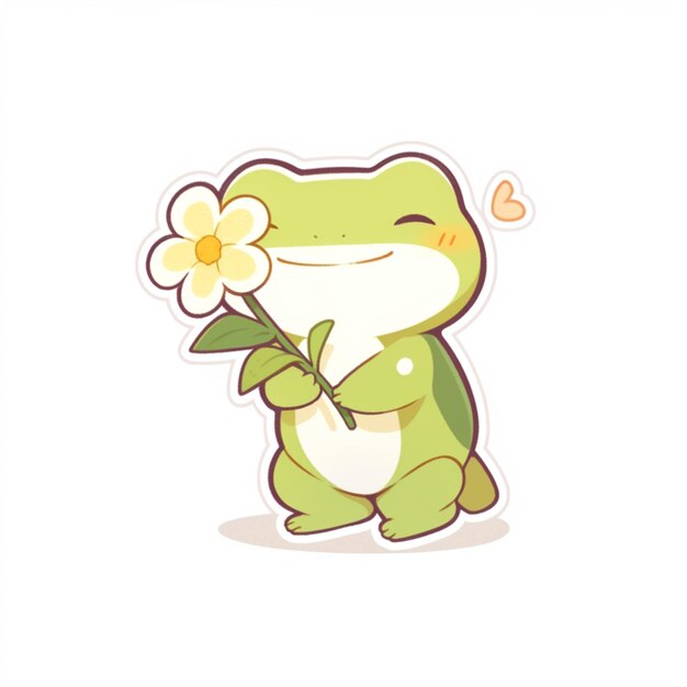 there is a frog holding a flower in its hand generative ai