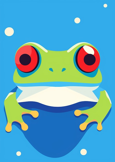 Photo there is a frog with big eyes sitting on a blue surface generative ai