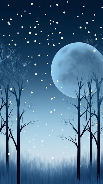 there is a full moon in the sky over a forest generative ai